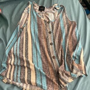 W5 Women's Multicolor Striped Button-Down Blouse